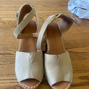 gentle souls Beige Leather Espadrille Ankle-Strap Sandals